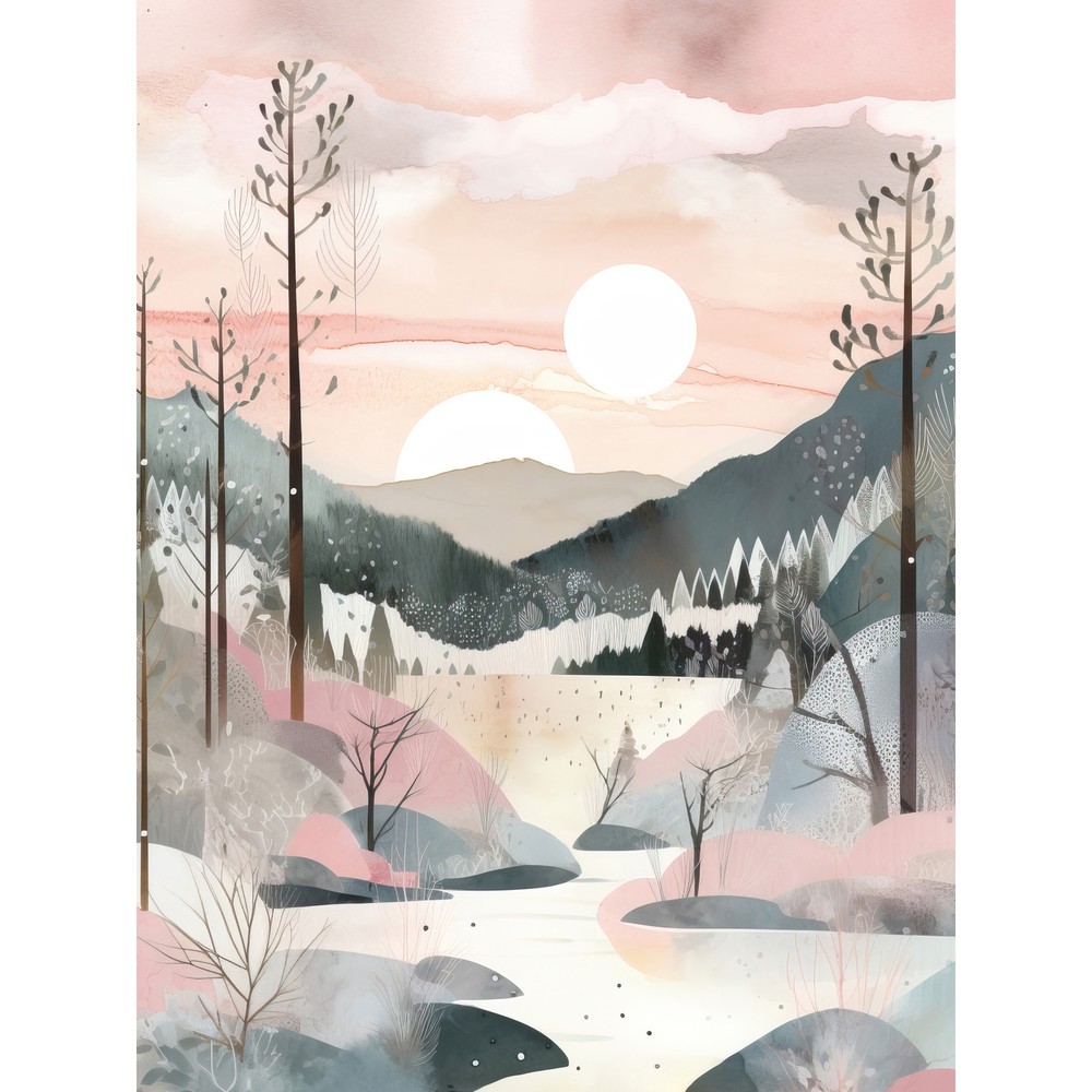 Concept Art Watercolour Forest Winter Landscape Huge Wall Art Poster Print Giant