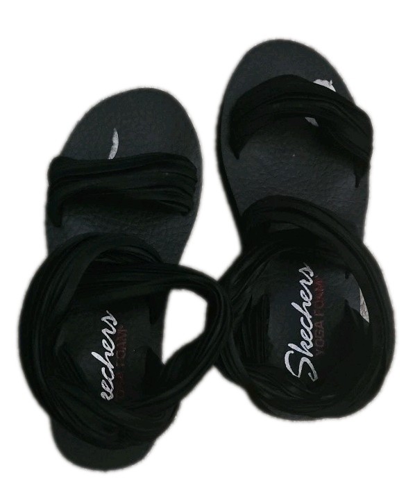 Skechers Womens Yoga Foam Open Toe Sandals Size 7 Black Comfortable Slide Shoes