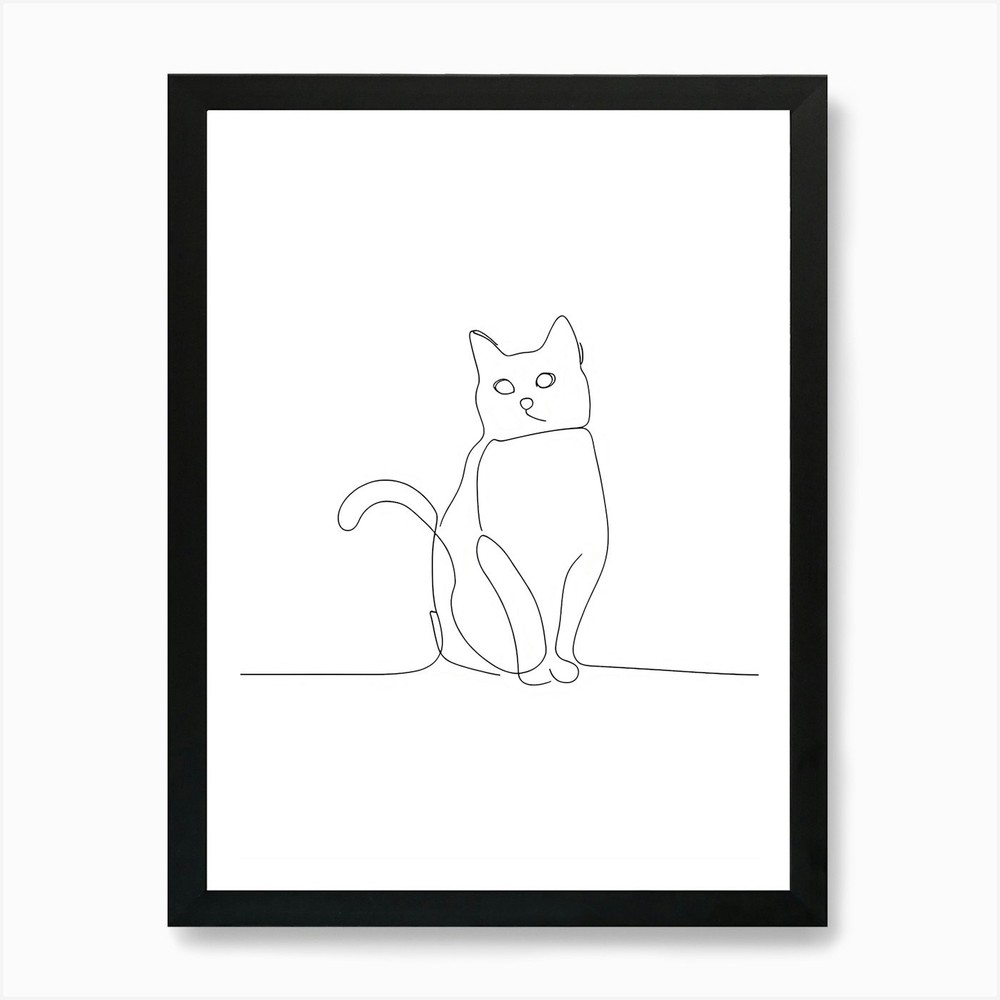 Cat Drawing Art Print Framed Wall Art Poster Canvas Print Picture