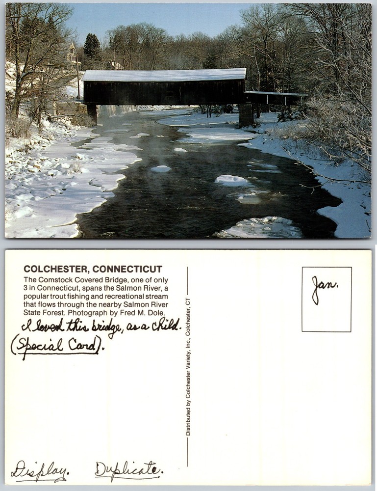 Comstock Covered Bridge Colchester CT Postcard