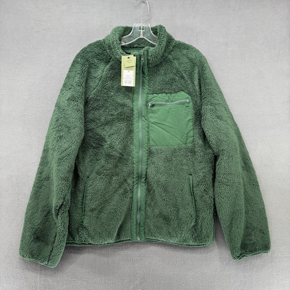Goodfellow & Co Fleece Jacket Mens Medium Dark Green Ultra Soft Long Sleeve NWT