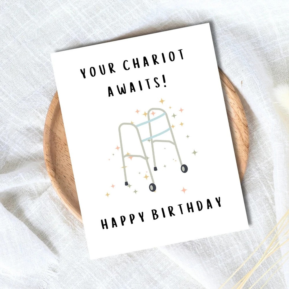 Your Chariot Awaits Birthday Card Funny 60th 70th 80th Dad For Him Her Husband