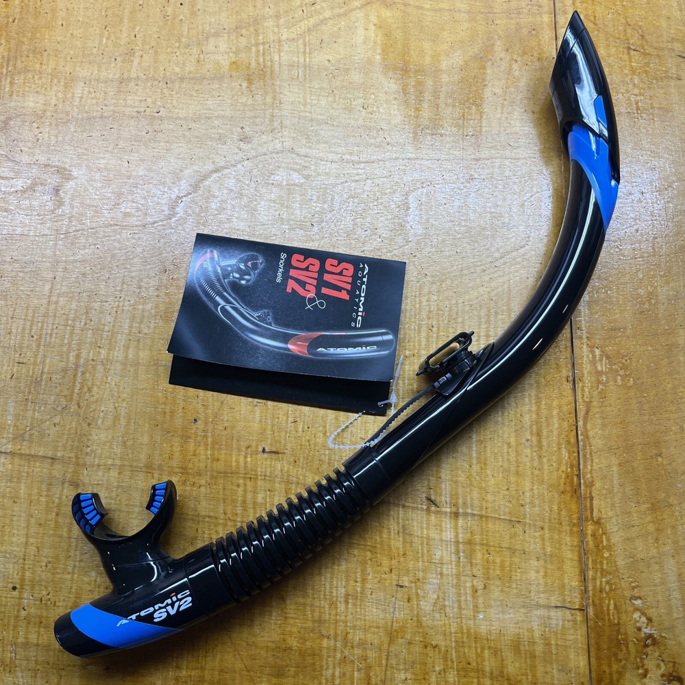 Atomic SV2 Semi-Dry Snorkel - Black/Blue - Scuba and Free Diving
