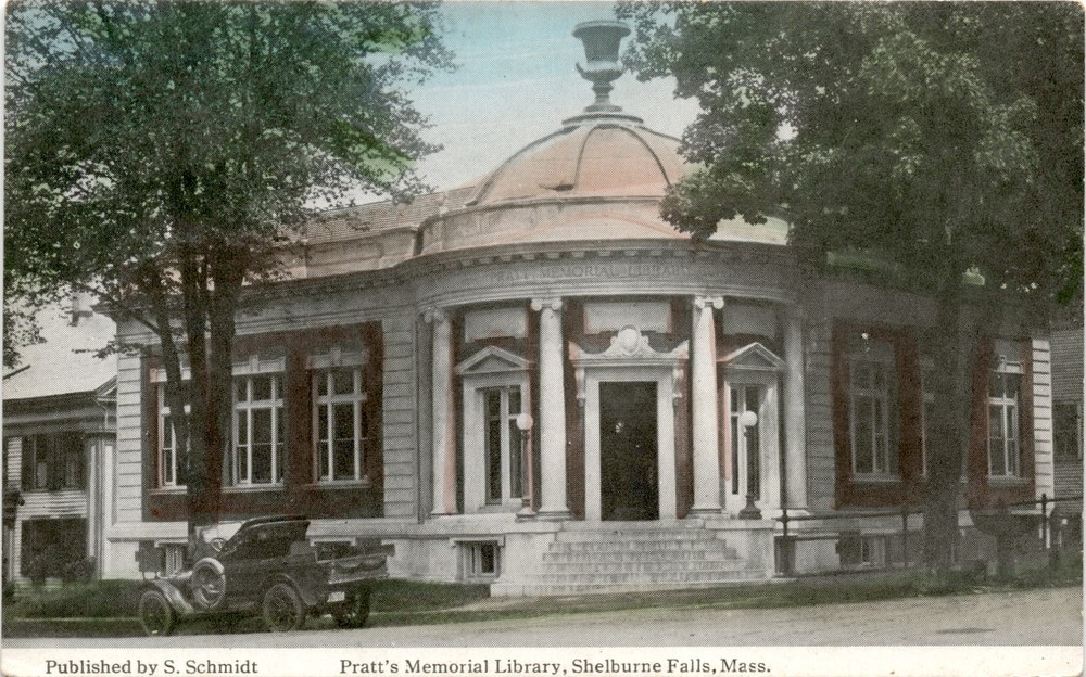 Pratt's Memorial Library, Shelburne Falls, Mass, EXETER N⋅H Postcard