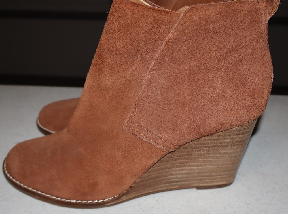 Lucky Brand Women's Brown Suede  Wedge Ankle Boots Shoes Size 9.5