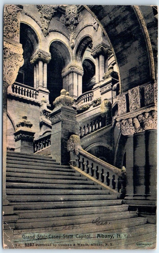 Postcard - Grand Stair-Case, State Capitol - Albany, New York