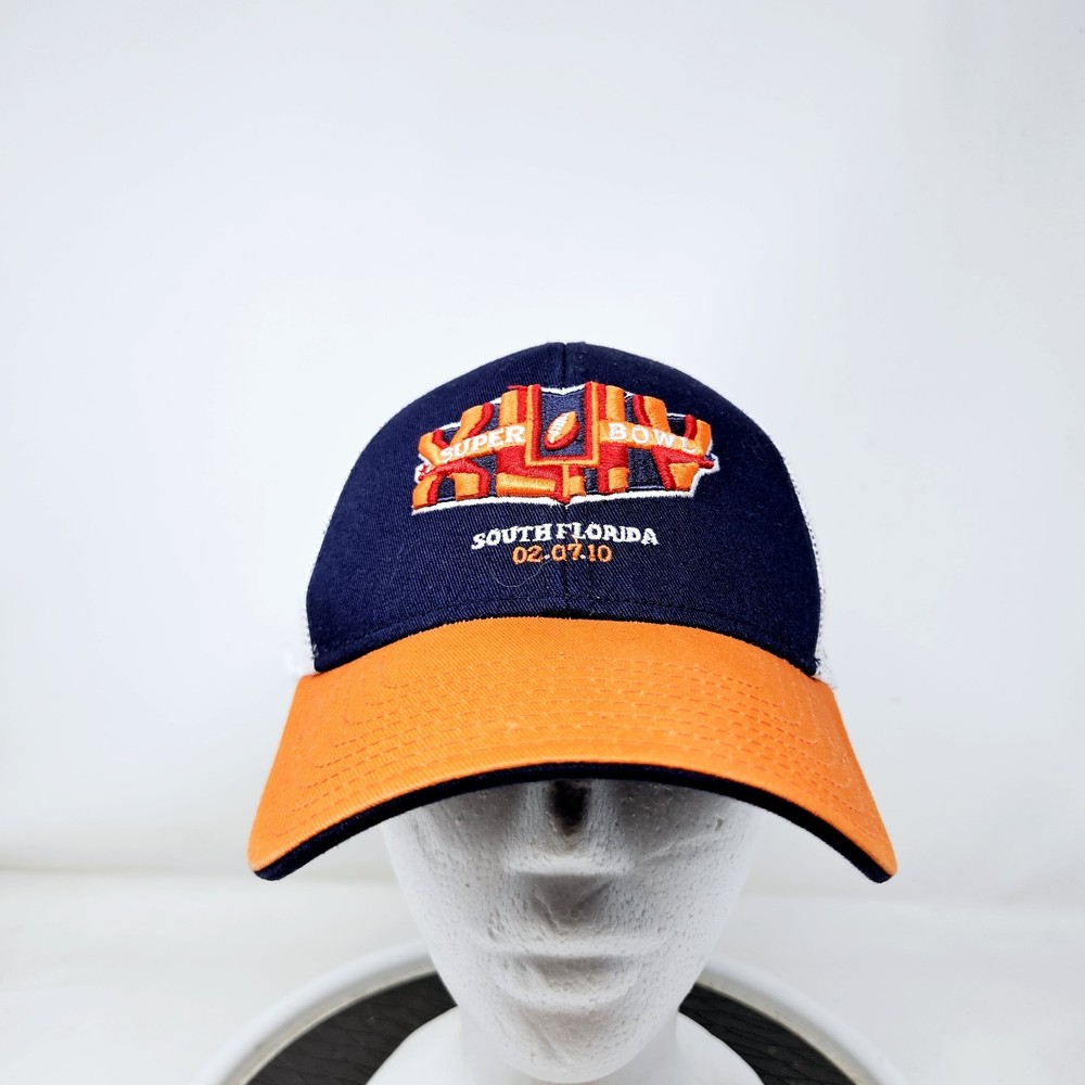NFL Super Bowl Snapback Hat White Blue Orange Reebok Football Cap 2010 Fast Shipping