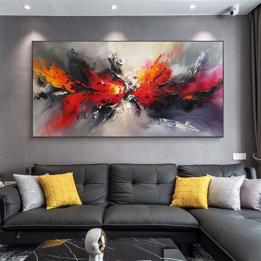 Handpainted Abstract Oil Paintings On Canvas Wall Art Picture Home Decor Red