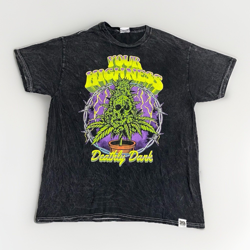 Cannabis Weed Shirt Men Large Your Highness Colorful Graphic Plant Flower Dank