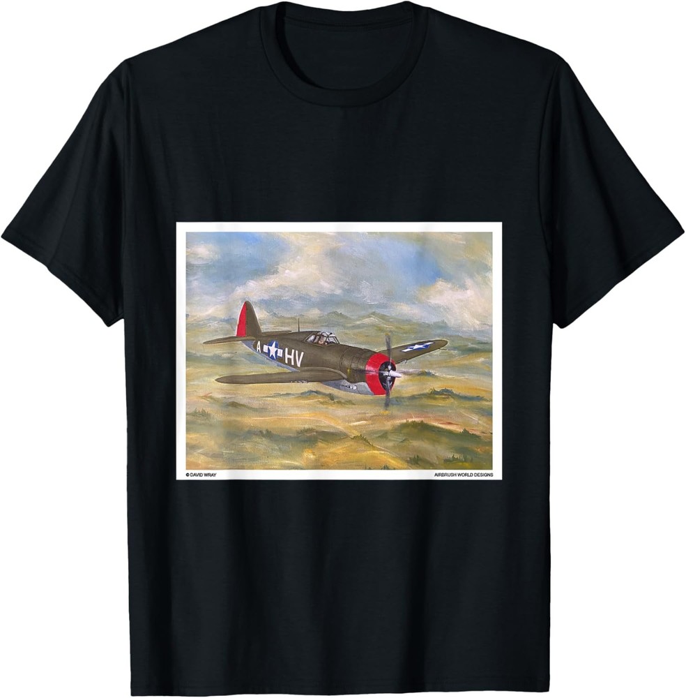P47 Thunderbolt WW2 Plane Painting Military Novelty Gift T-Shirt