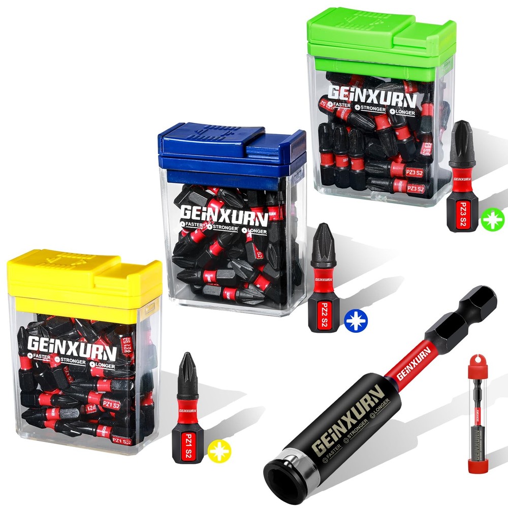 Geinxurn Impact Pozi Screwdriver Bits Set,90 Pcs 1