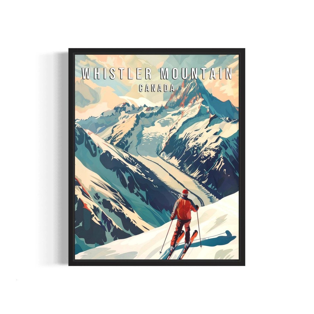 Whistler Mountain Poster Art Print City Retro Vintage Painting Wall Art Decor