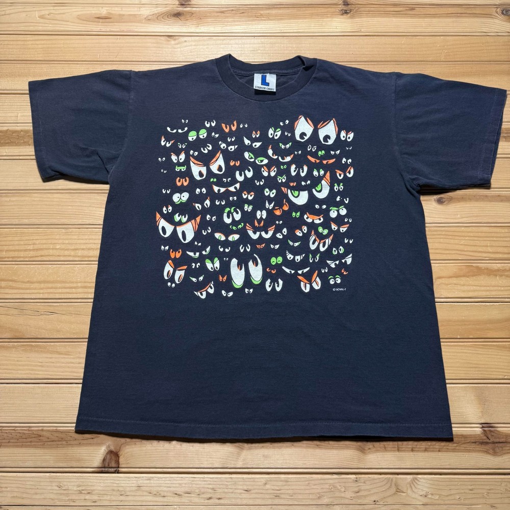 Vintage 90s Royal-T Spooky Eyes Halloween Single Stitch Graphic T-Shirt - Large