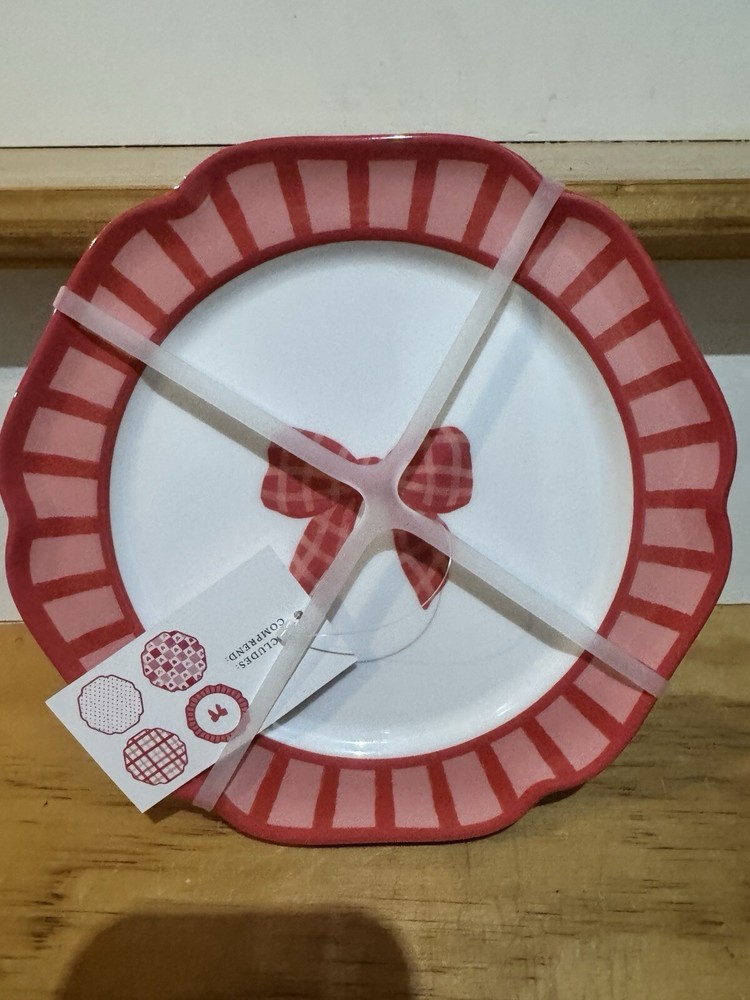 Valentines Cupcakes and Cashmere Coquette Red Bow Melamine Salad Plates S/4