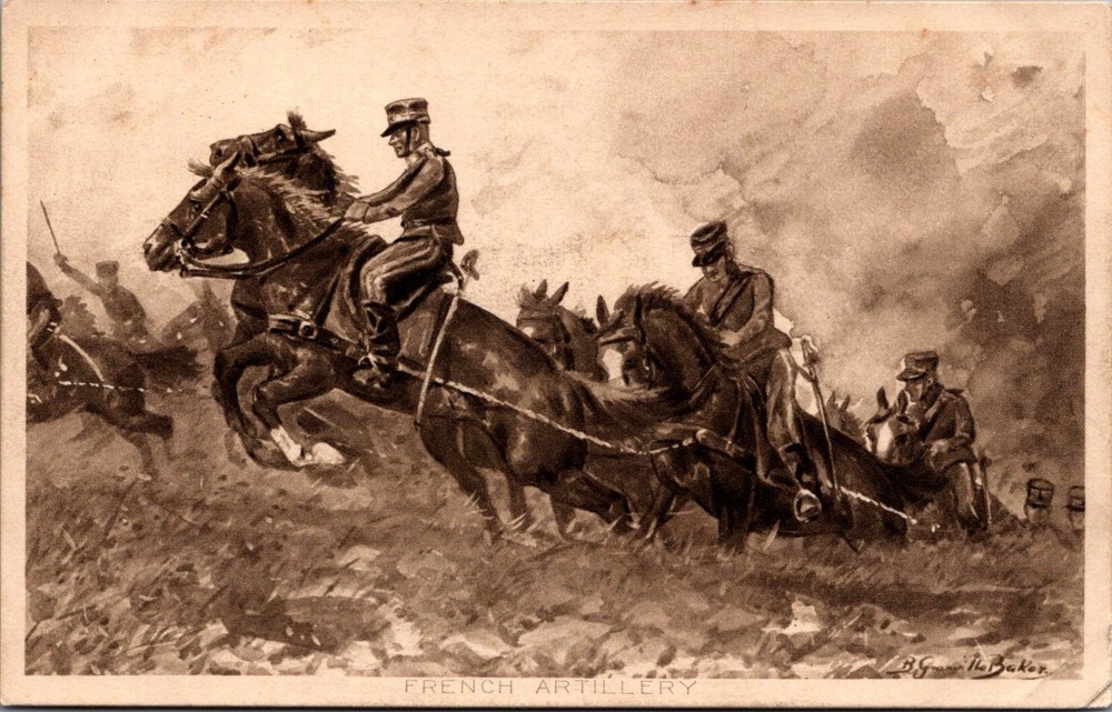 WWI French Artillery Raphael Tuck & Sons Photogravure Postcard 1914 GW Baker