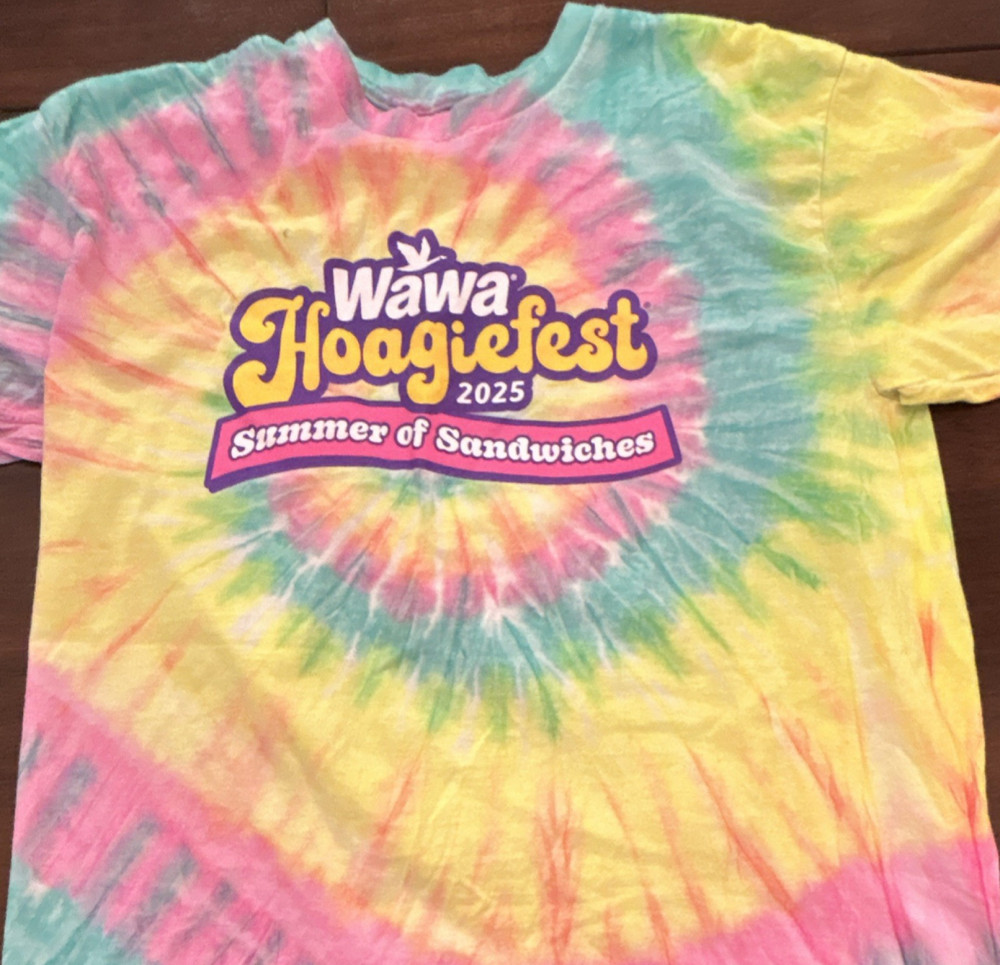 Wawa Hoagiefest 2025 Tie-Dye Men's T-Shirt Size L Summer of Sandwiches