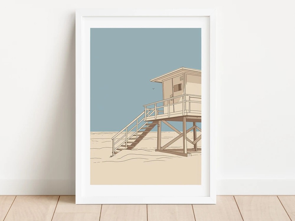 Lifeguard Station Beach Wall Art Poster Premium Quality Choose your Size