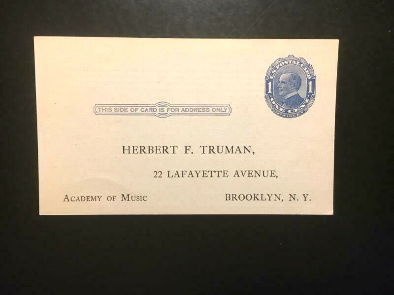 UNITED STATES POSTAL CARD ONE CENT BLUE McKINLEY UNUSED-ACADEMY OF MUSIC-image