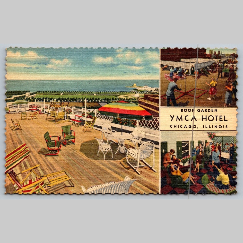 Postcard YMCA Hotel Roof Garden Chicago Illinois