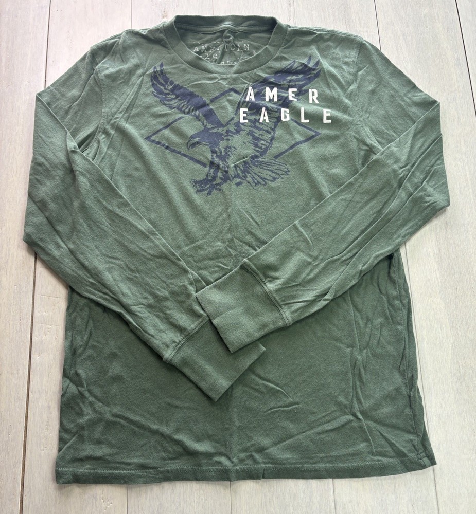 American Eagle Outfitters Vintage Fit Graphic Green Cotton Long Sleeve T-Shirt M