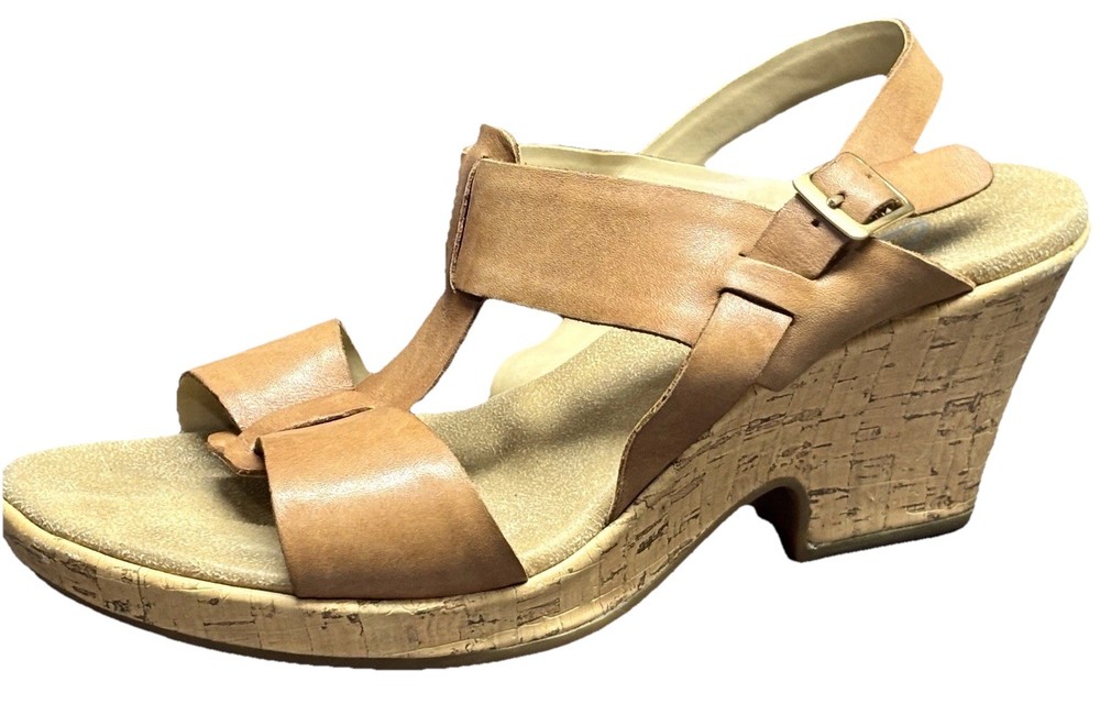 Clarks Giselle Style Sandals Women's 8.5M Brown Tan Slingback Leather