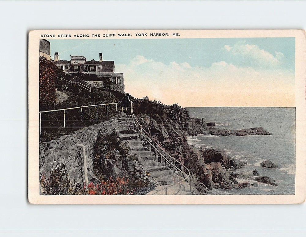 Postcard Stone Steps Along Cliff Walk York Harbor Maine USA
