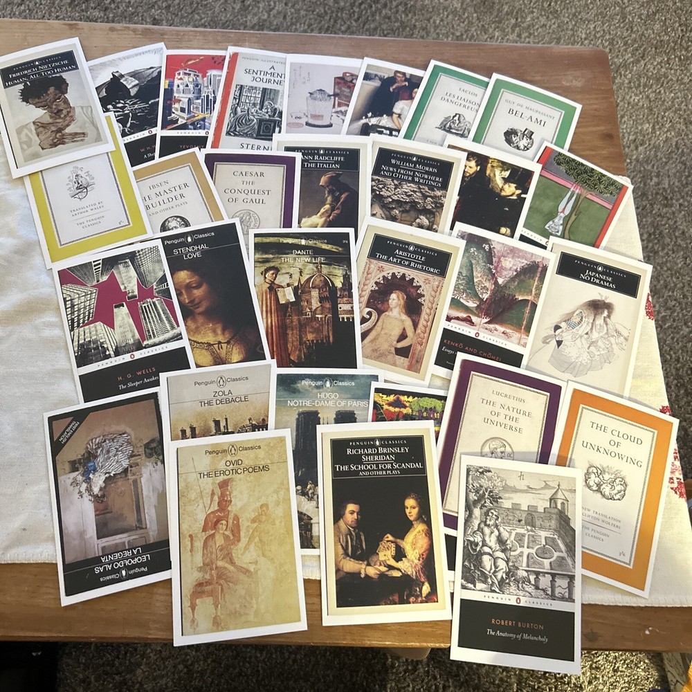 Lot Of 30 Penguin Classics Book Cover art Postcards. All New