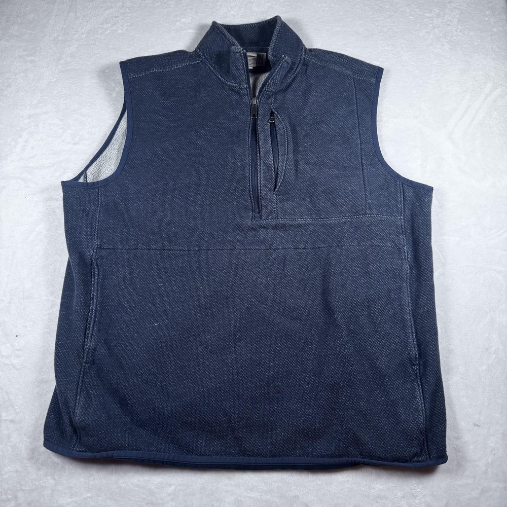 Duluth Trading Co Vest Mens Large Blue Fleece Lined 1/4 Zip Quilted Pullover
