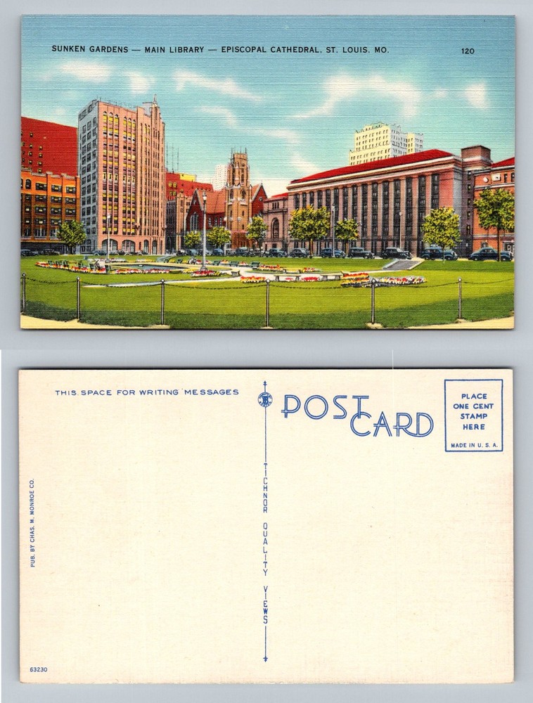 St. Louis, MO-Missouri, Main Library Episcopal Cathedral Vintage Postcard