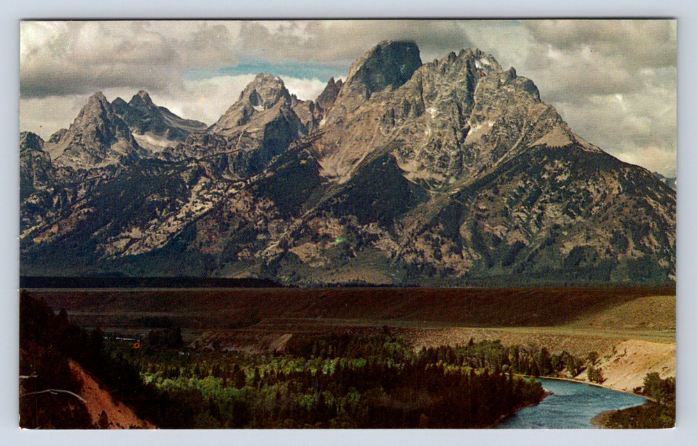 Vintage Postcard Grand Teton Range Snake River National park Wyoming