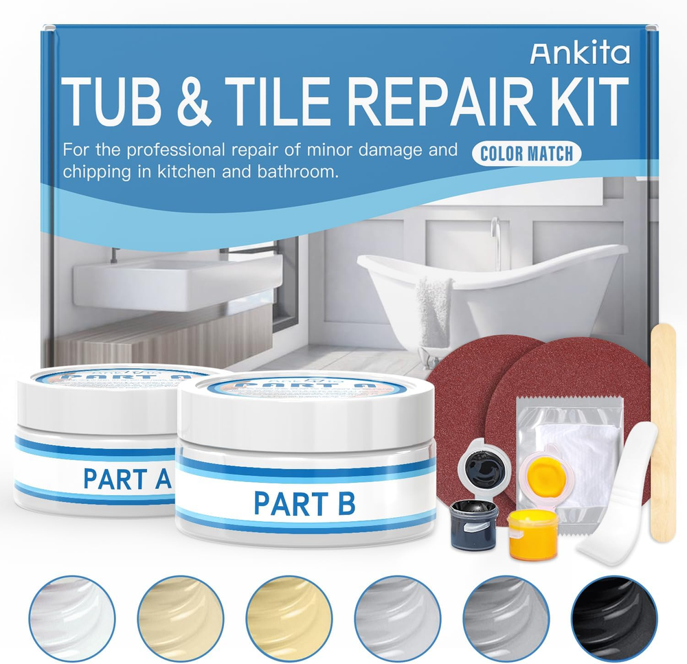 Fiberglass Tub Repair Kit with Color Match for Showers & Sinks 3.7Oz