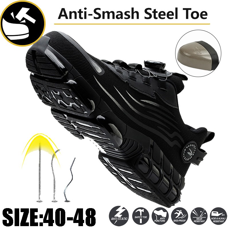 Men's Steel-Toe Safety Work Boots Impact-Resistant and Puncture-Resistant Design