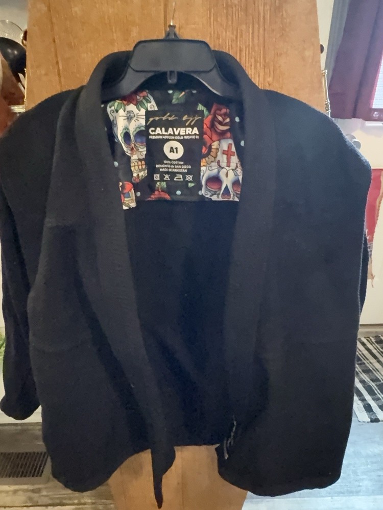 Gold BJJ Hold Weave Gi Mens A1 Sugar Skulls Black / Dia De Muertos Jiu Jitsu TOP