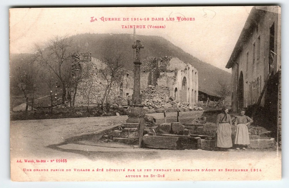 WWI 1914-18 Taintrux Vosges France Destroyed Village Postcard