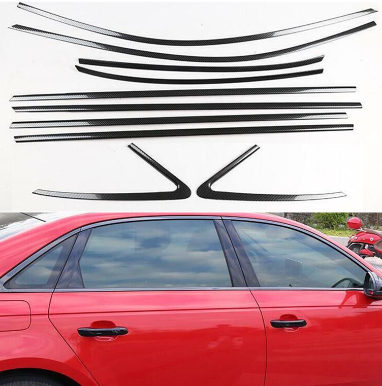 For Audi A3 S3 Sedan 2015-2020 Carbon Steel Car Window Trim Strip Cover Decor