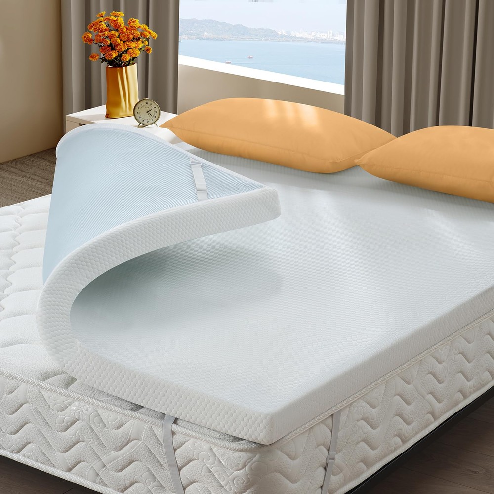 3 Inch Queen Memory Foam Mattress Topper, Cooling Gel Bed Topper with Premium...