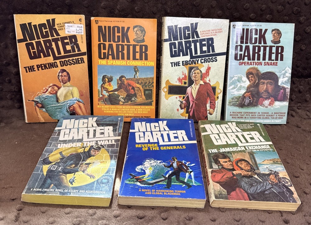 Lot Of 7 Vintage Nick Carter Books Revenge Of The Generals And More One Owner