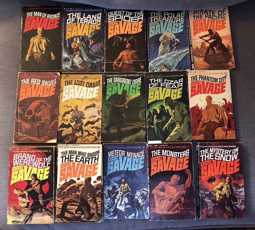 DOC SAVAGE BANTAM PAPERBACKS, 19 Total, #1-17 In Original 1930’s Published Order