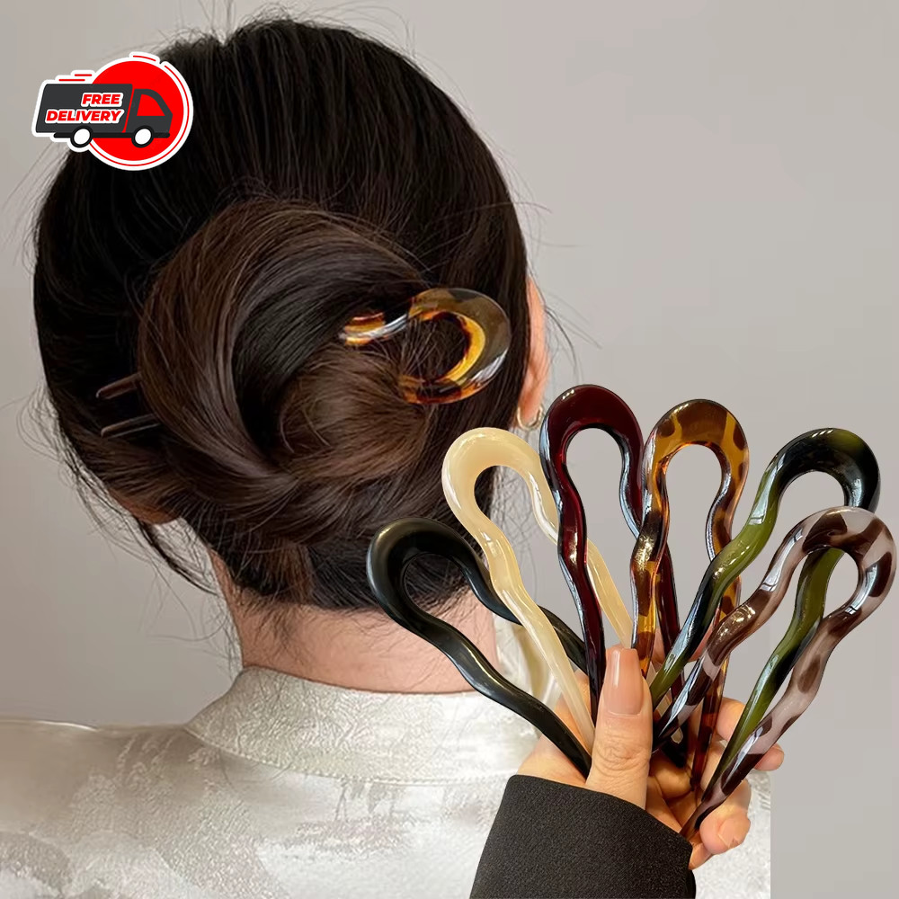 U-Shaped Hair Fork Tortoiseshell Acetate Acrylic Hairpin Fashion Hair Stick