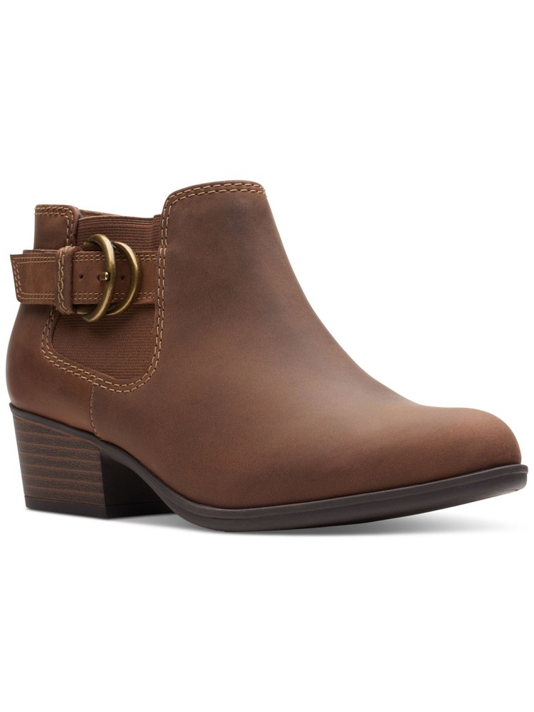 CLARKS COLLECTION Womens Brown Button Adreena Field Leather Booties 6.5 M