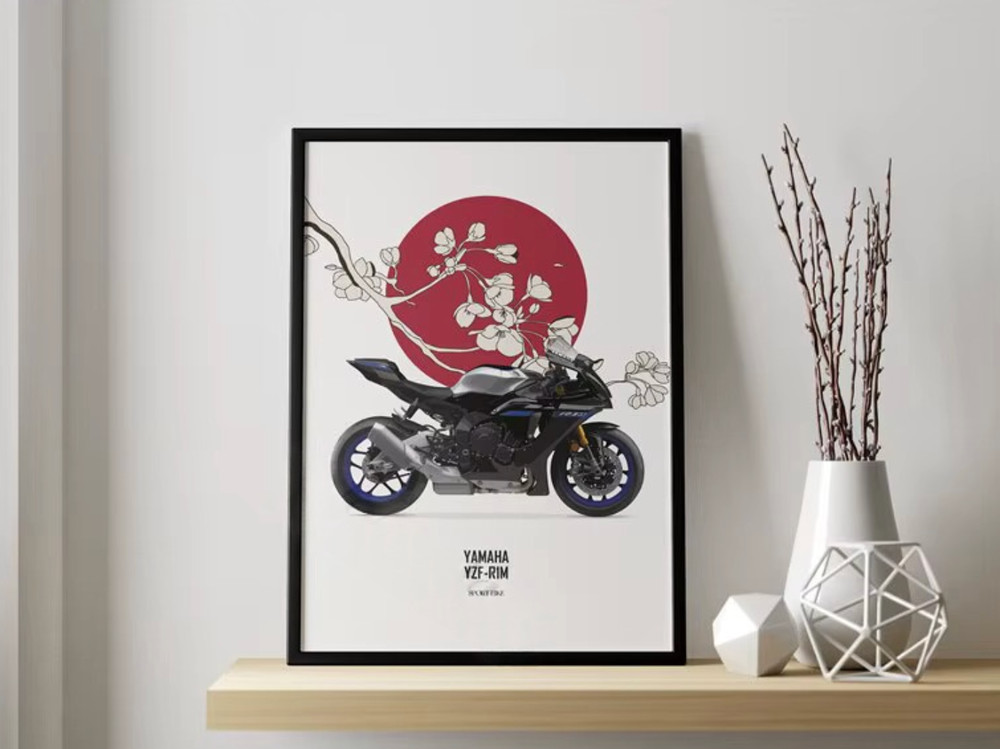 Motorcycle Poster Yamaha YZF R1M 20x28in Wall Art Sport Bike Decor