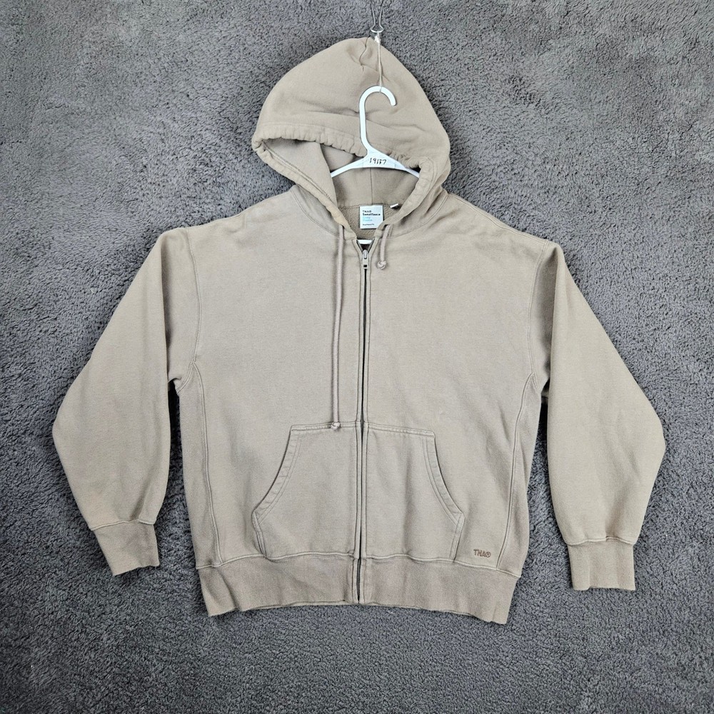 TNA Sweatfleece Cozy Fleece Boyfriend Fit Zip Up Hoodie Sweatshirt Womens M Tan