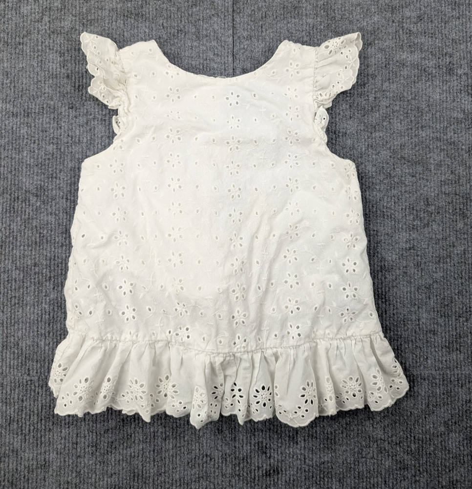 Ralph Lauren Dress Girls 5 Eyelet Lace Cotton Minimal Ruffle Summer White Preppy