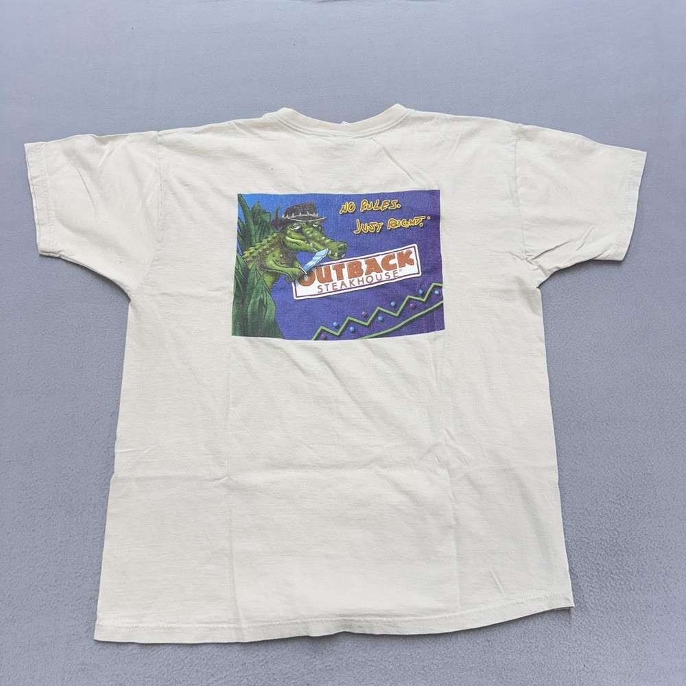 Vintage Fruit Of The Loom Shirt Mens XL Beige Outback Steakhouse Gator 90s