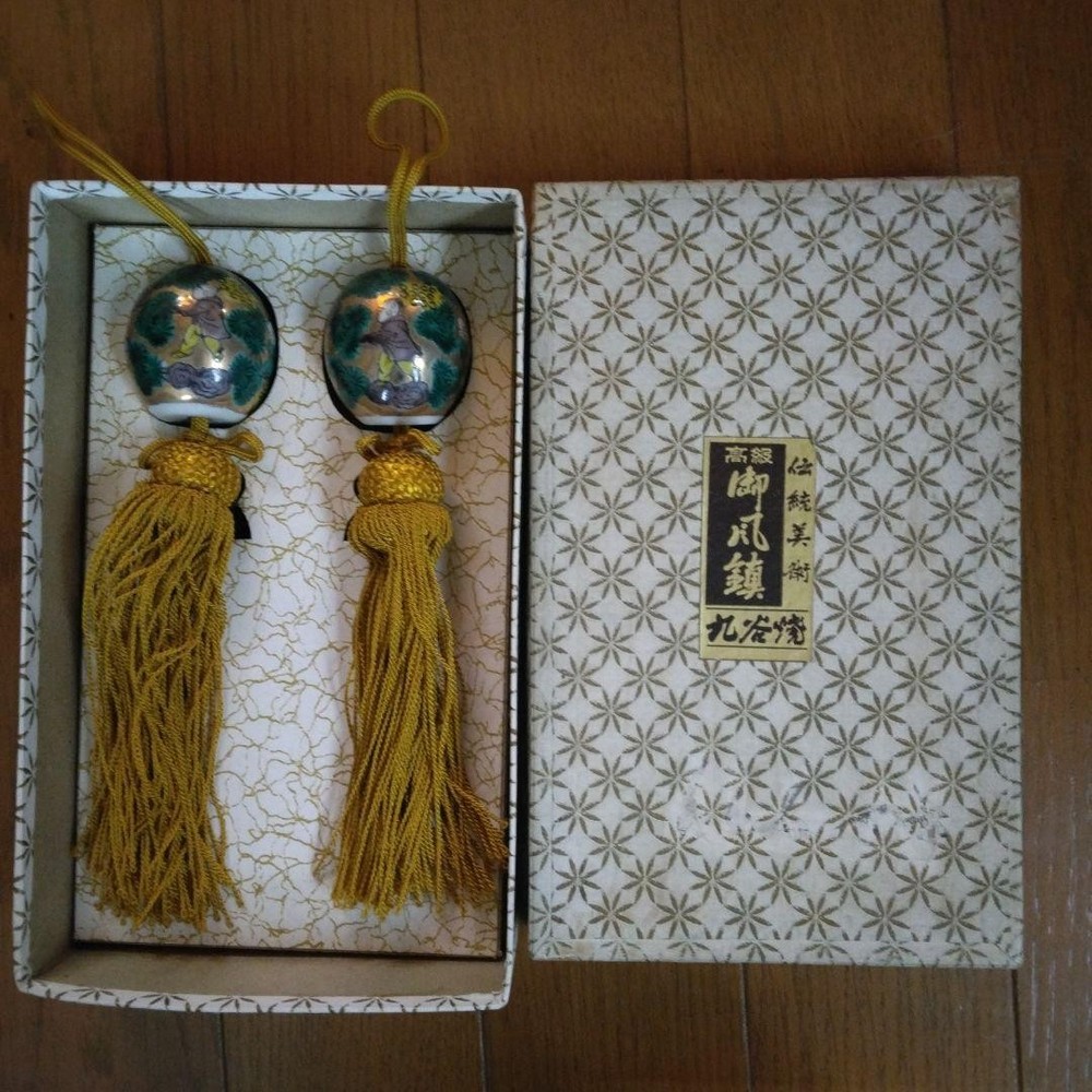 Kutani Ware Hanging Scroll Fuchin Wind Chime Weight Ornaments Traditional