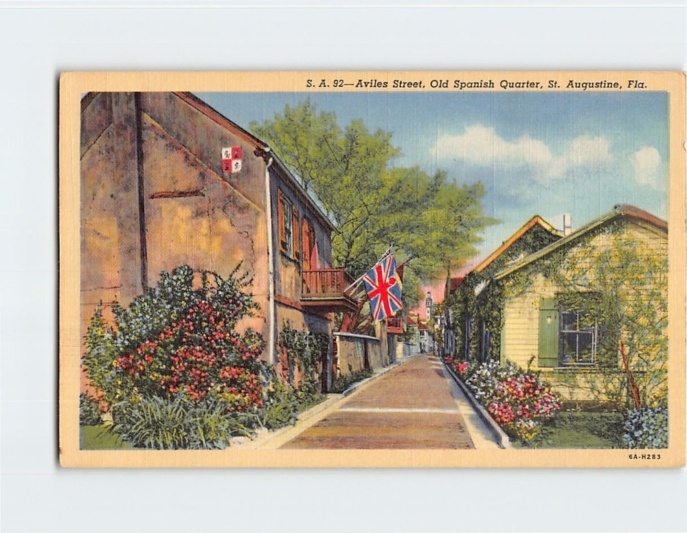 Postcard Aviles Street Old Spanish Quarter Saint St. Augustine Florida USA