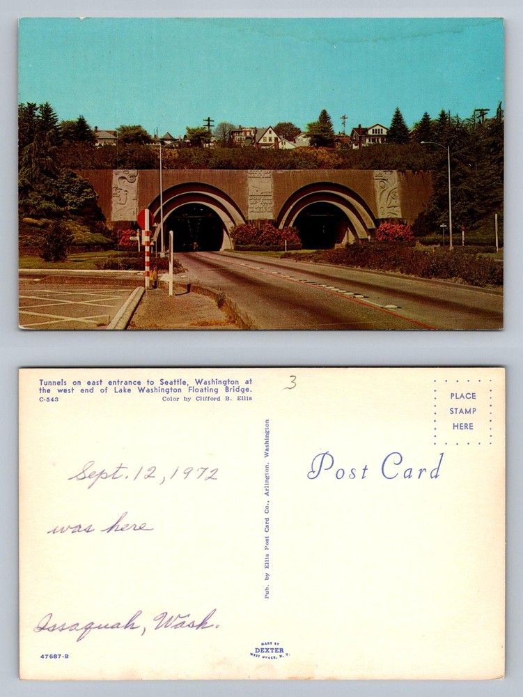 Seattle, WA-Washington, Lake Washington Floating Bridge Tunnels Vintage Postcard