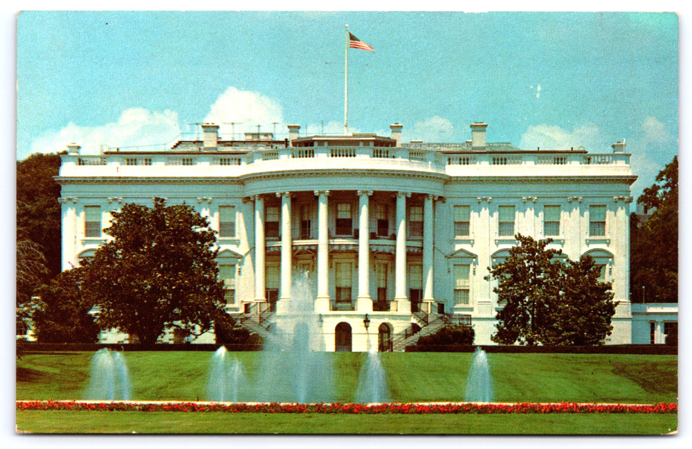 Vintage Photo Postcard Washington, D.c. The White House South Portico Fountain