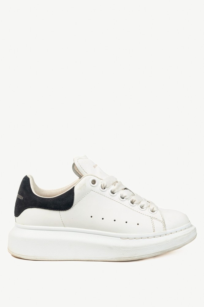 Alexander McQueen Oversized White Leather & Suede Sneakers, Size US 4.5