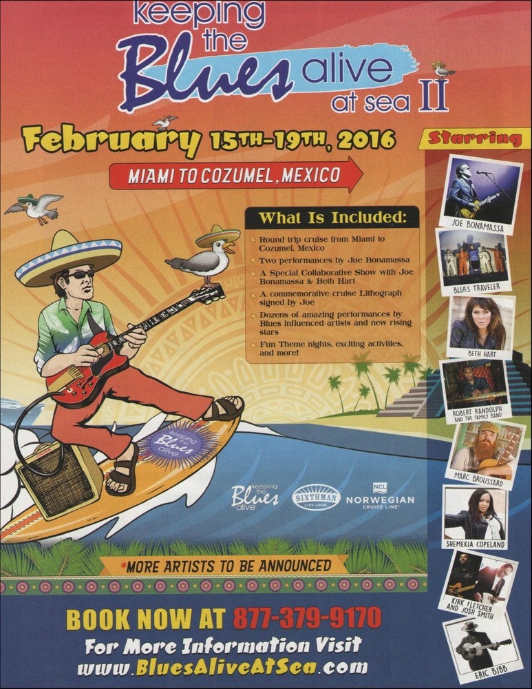 Joe Bonamassa Blues Cruise 2016 Tour Cozumel Mexico advertisement ad print